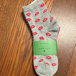 Kate Spade Gray Socks with Red Lip Pattern